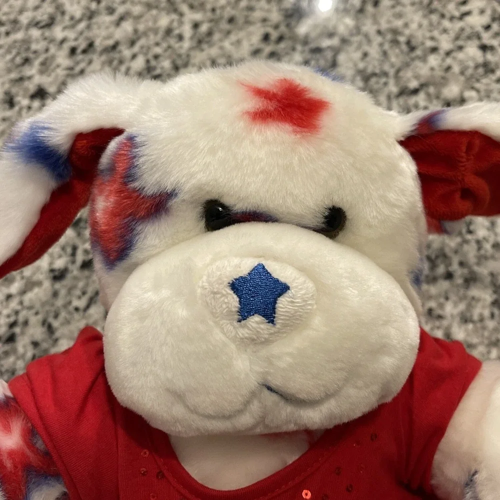 Build A Bear Stars Plush Puppy Dog Stuffed Red White Blue USA Patriotic BABW 15